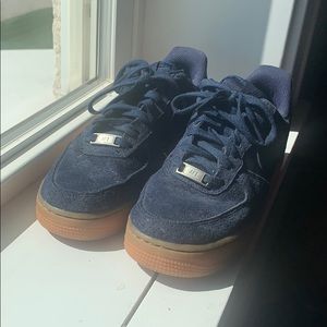 Navy Suede and Gum sole Nike Air Force 1